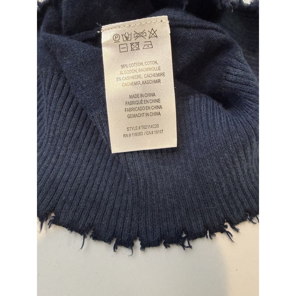 Minnie Rose Cotton Cashmere Frayed Tank Top Women's M Blue Grunge Distressed - Picture 5 of 7